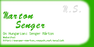 marton senger business card